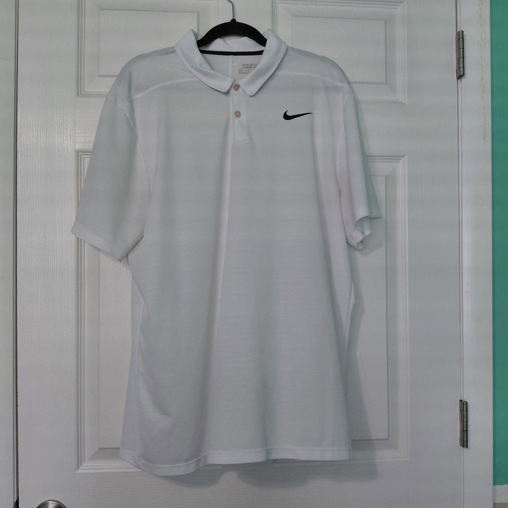 Nike Golf Dri-FIT Mens XL White Short Sleeve Standard Fit Polo Shirt 915876-100